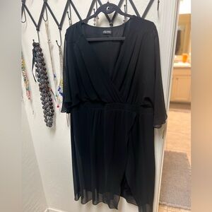 Black City Chic flowy dress with lace accent, size 20.